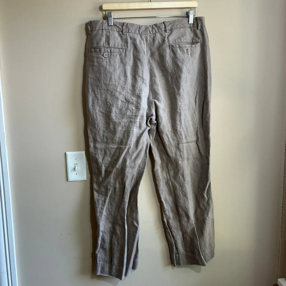 British India Linen Trousers 34 Taupe Mens 100% Linen Relaxed Fit Pants